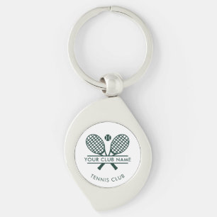 Tennis Country Club Name Rackets Motif Green Key Ring