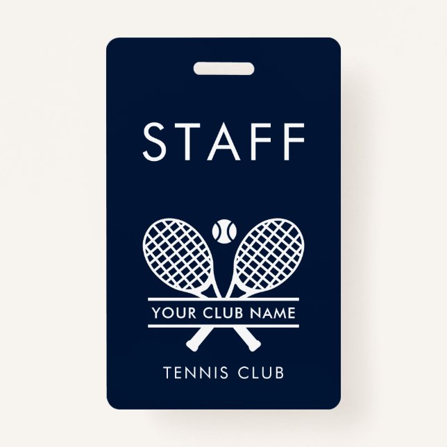 Tennis Country Club Name Rackets Motif Staff ID Badge (Front)
