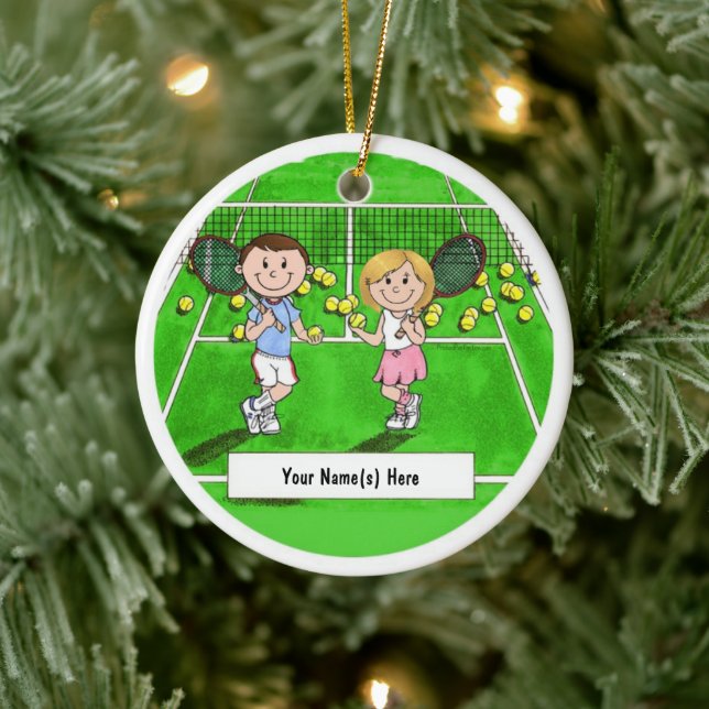 Tennis Couple Ceramic Ornament (Tree)