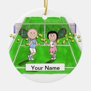 Tennis Couple Ceramic Ornament