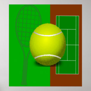 Tennis Court and Racquets Poster