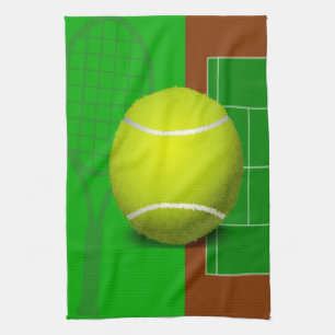 Tennis Court and Racquets Tea Towel