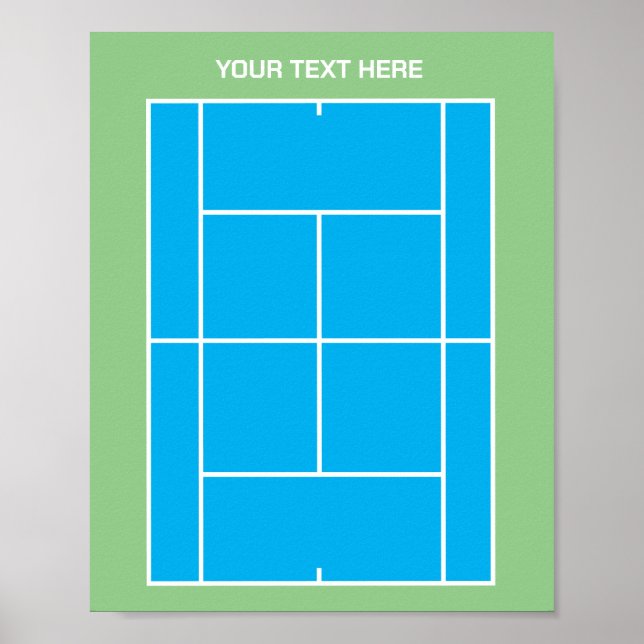 Tennis court layout dimensions poster template (Front)