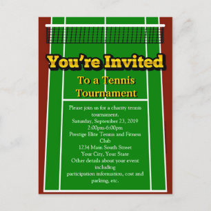 Tennis Court Layout Graphic, You're Invited Invitation Postcard
