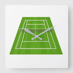 Tennis court square wall clock