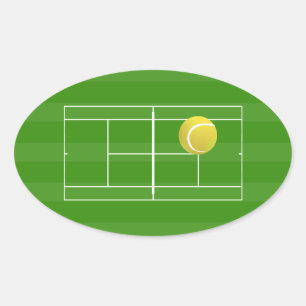 Tennis court & TENNIS ball Oval Sticker
