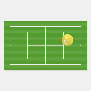 Tennis court &Tennis ball Rectangular Sticker