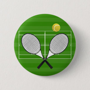 Tennis court & TENNIS RACKETS 6 Cm Round Badge