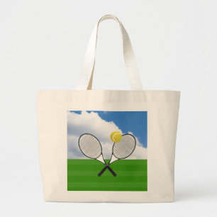 Tennis court & TENNIS RACKETS Large Tote Bag