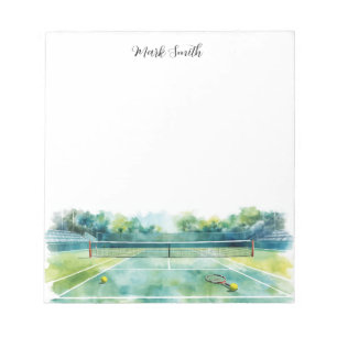Tennis Court watercolor Notepad