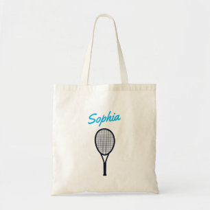Tennis Custom Name Blue Black Tote Bag