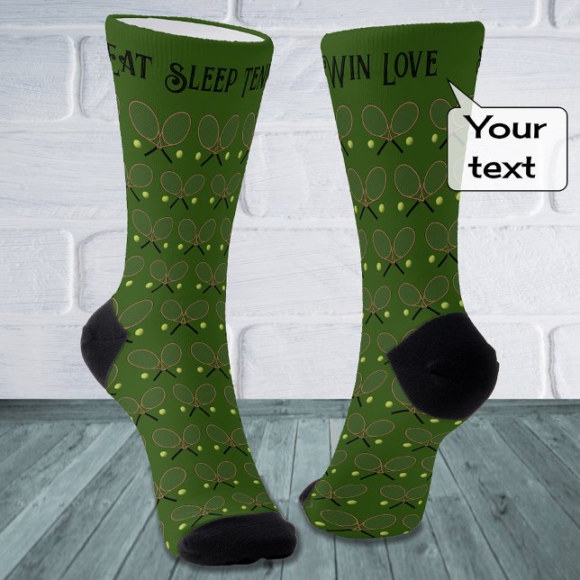 Tennis custom text pattern green socks (Creator Uploaded)