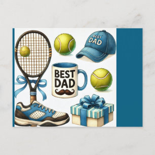 Tennis Dad Father's Day with Racket and Ball Holiday Postcard