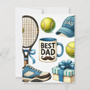 Tennis Dad Father's Day with Racket and Ball Postcard