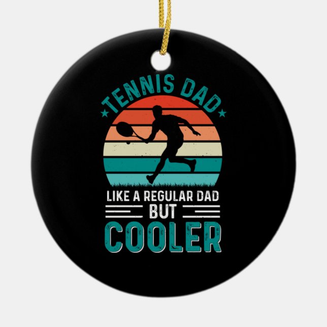 Tennis Dad Retro Sunset Ceramic Ornament (Front)