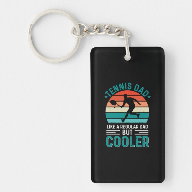 Tennis Dad Retro Sunset Key Ring (Front)