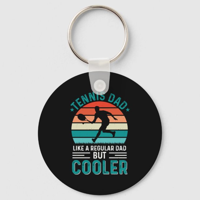 Tennis Dad Retro Sunset Key Ring (Front)