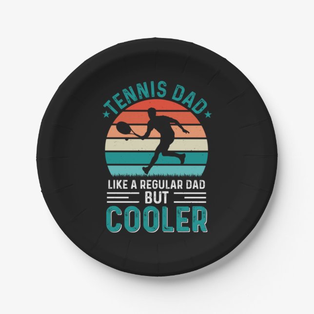 Tennis Dad Retro Sunset Paper Plate (Front)