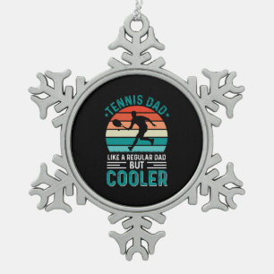 Tennis Dad Retro Sunset Snowflake Pewter Christmas Ornament