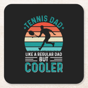 Tennis Dad Retro Sunset Square Paper Coaster