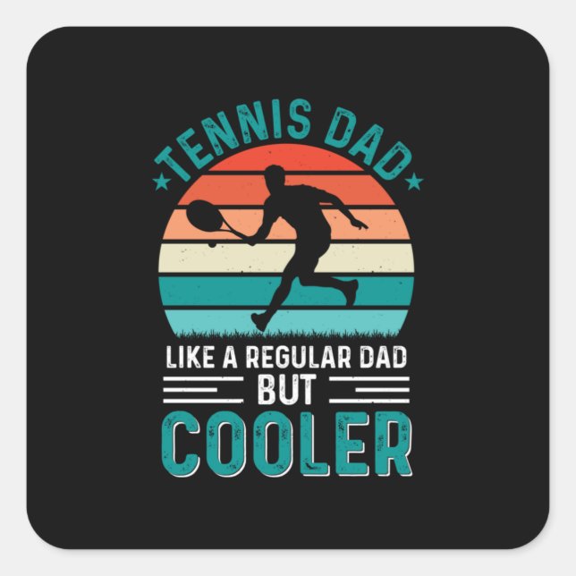 Tennis Dad Retro Sunset Square Sticker (Front)