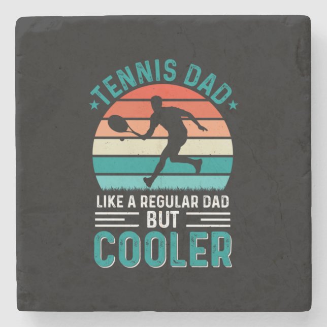 Tennis Dad Retro Sunset Stone Coaster (Front)