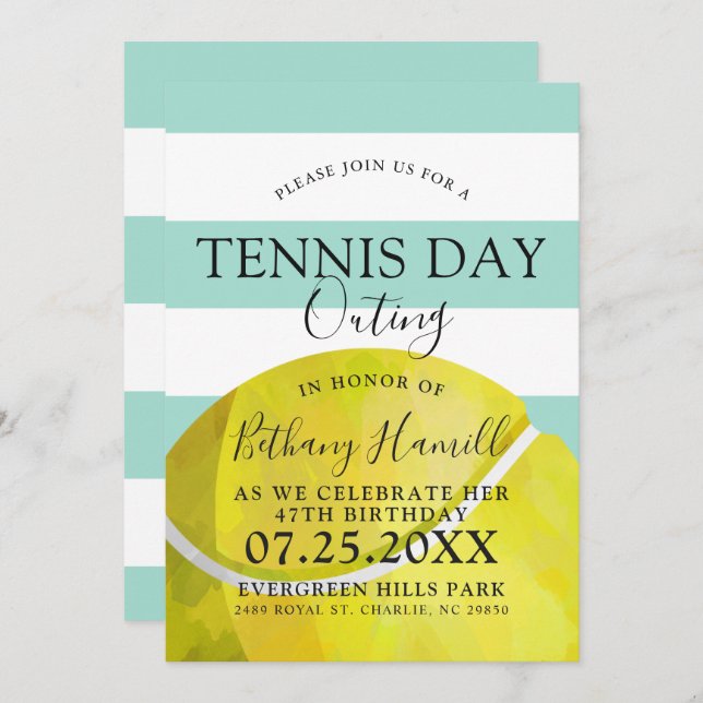 Tennis Day Outing | Tennis Themed Green Invite (Front/Back)