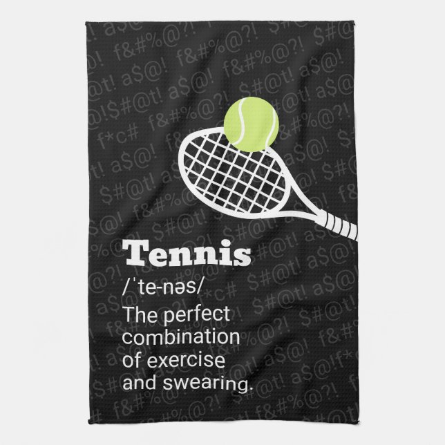 Tennis Definition Exercise and Swearing  Tea Towel (Vertical)