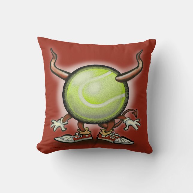 Tennis Demon Throw Pillow (Front)