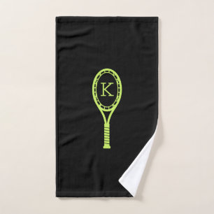 Tennis Design Modern Personalised Initial Black Hand Towel