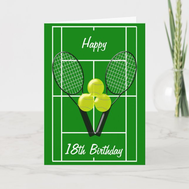 Tennis Design Personalised 18th Birthday Card (Front)