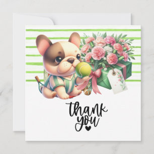 Tennis Dog with Ball and present Thank You Card