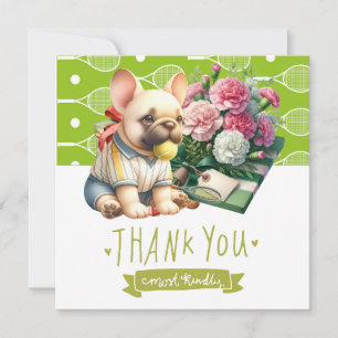 Tennis Dog with Ball and present Thank You Card
