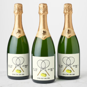Tennis Doubles Cream 3 Text Areas Sparkling Wine Label