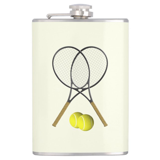 Tennis Doubles Cream Hip Flask (Front)