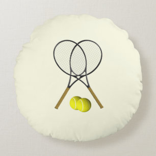 Tennis Doubles Cream Round Cushion