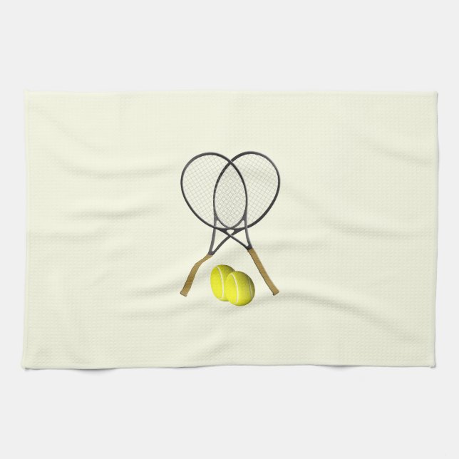 Tennis Doubles Cream Tea Towel (Horizontal)