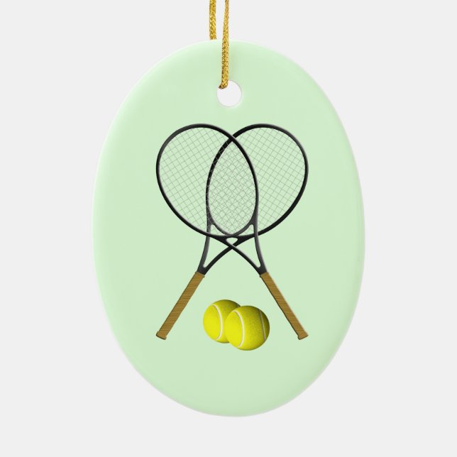 Tennis Doubles Green Ceramic Ornament (Back)