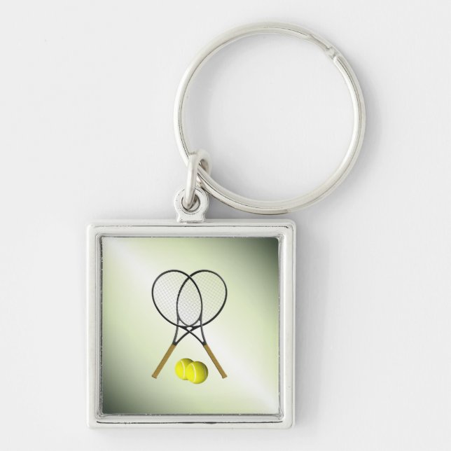 Tennis Doubles Green Key Ring (Front)