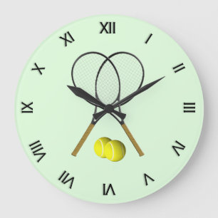Tennis Doubles Green Large Clock