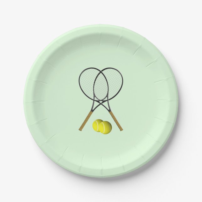 Tennis Doubles Green Paper Plate (Front)