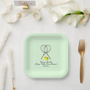 Tennis Doubles Green Paper Plate
