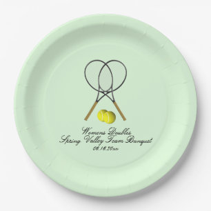 Tennis Doubles Green Paper Plate