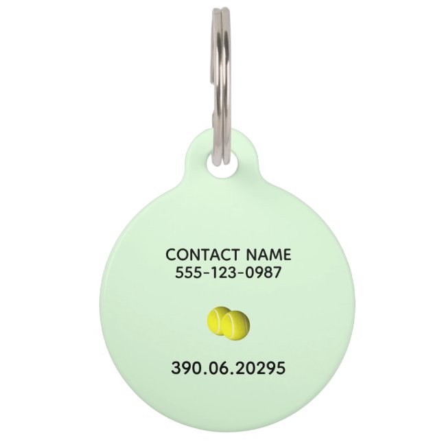Tennis Doubles Green Pet Tag (Back)