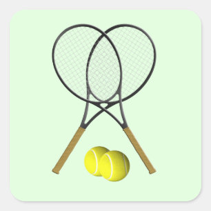 Tennis Doubles Green Square Sticker