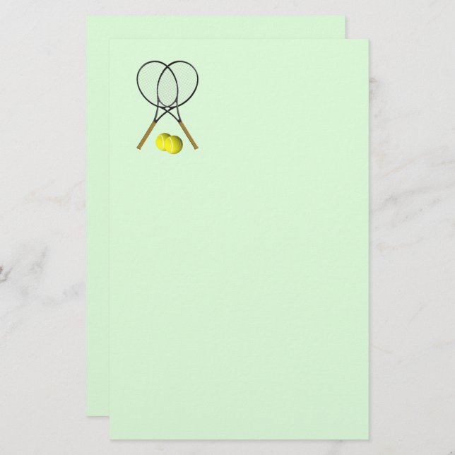Tennis Doubles Green Stationery (Front/Back)