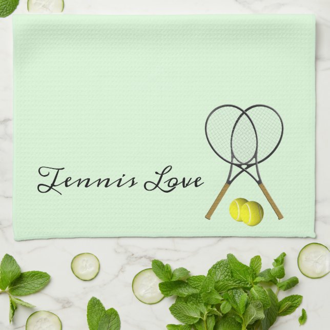 Tennis Doubles Green Tea Towel (Folded)