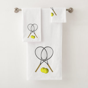 Tennis Doubles White Bath Towel Set