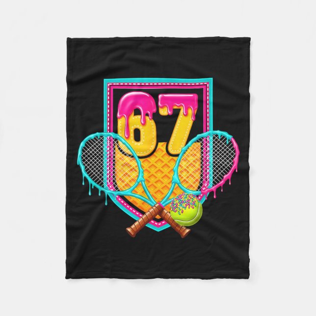 Tennis Drip Number 67 Tennis Player  Fleece Blanket (Front)