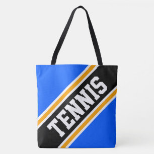 TENNIS Dynamic Bright Blue Black Orange Stripes Tote Bag